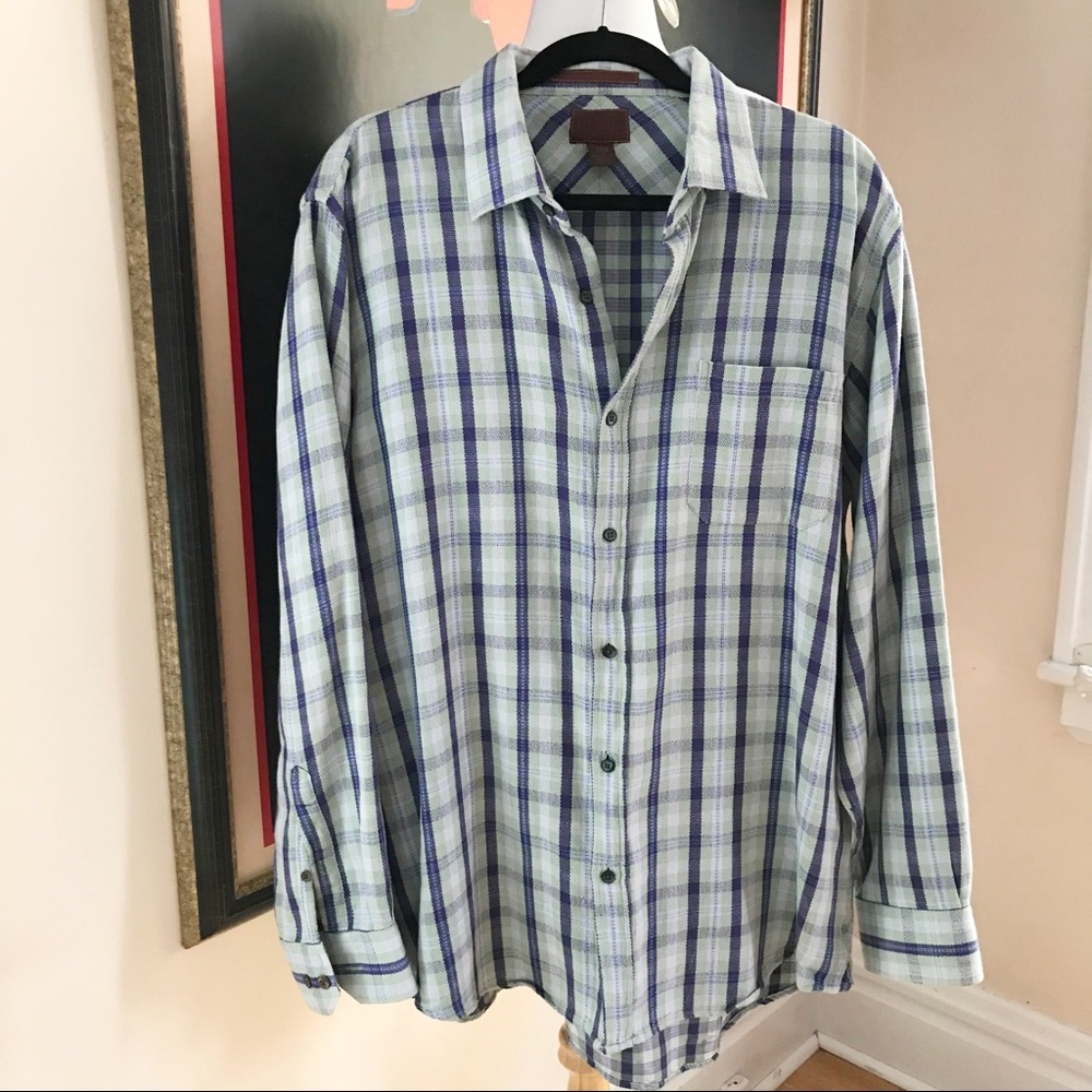 BORN:Mens Green/Purple Plaid Handcrafted Shirt XL